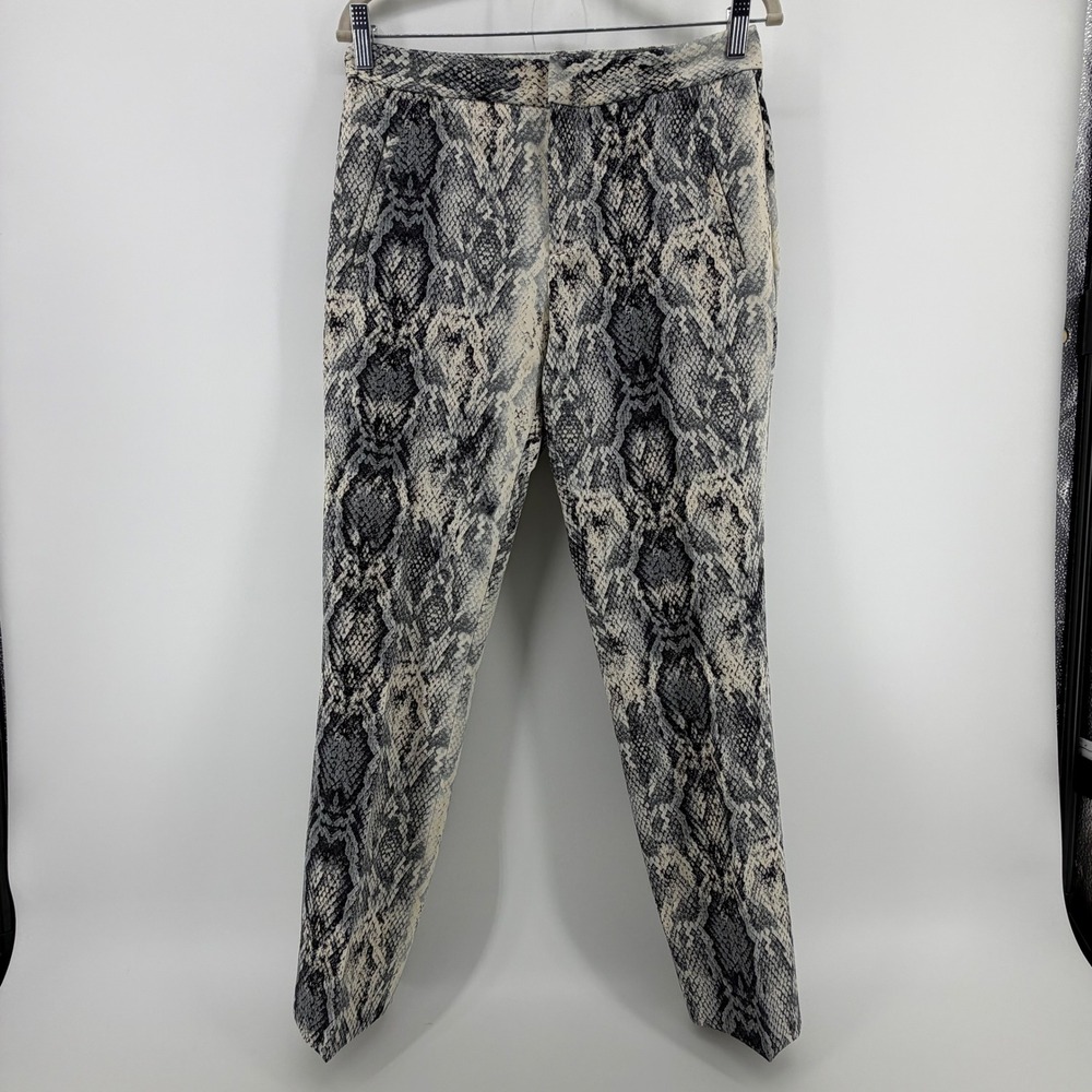 ZARA BASIC Snake Print Pants Women Size S High Rise Straight Leg Trousers - Picture 4 of 9